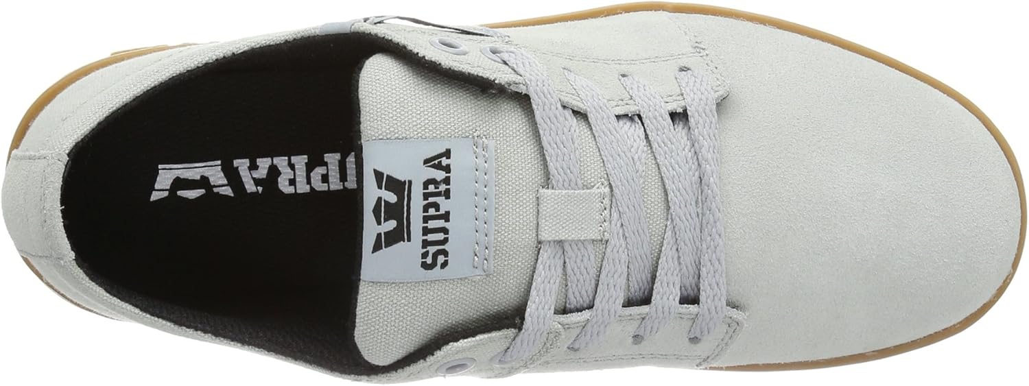 Supra TK Low Stacks Skate Shoe - Men's Grey Suede/Grey Canvas/Black Accents, 9.0