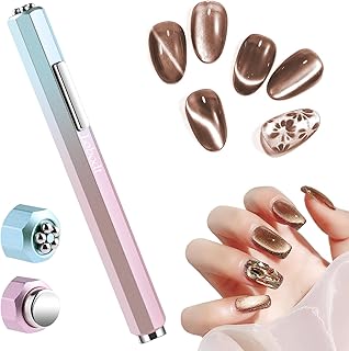 Cat Eye Magnet for Nails, professional 3-in-1 nail magnet tool, octagonal powerful nail suction stick, suitable for personal DIY, nail studios or nail salons (Gradient pink)