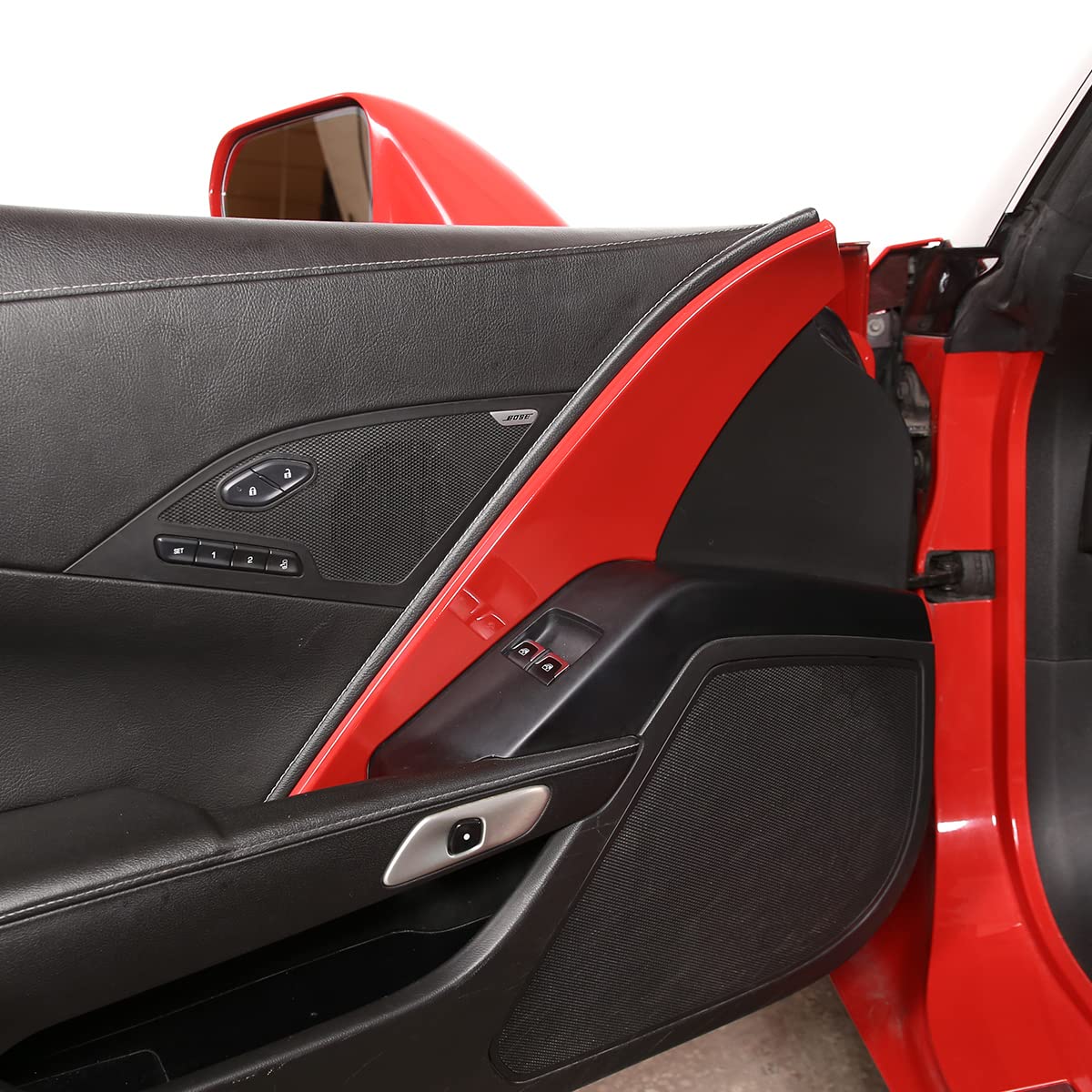 Plastik ABS, osłona panelu drzwi wewnętrznych, naklejka wykończeniowa do Chevrolet Corvette C7 2014-2019, akcesoria do wnętrza samochodu (czerwony)