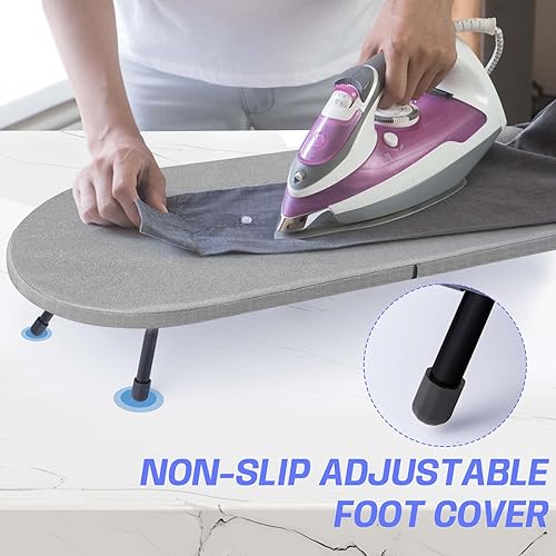 Miniatura 4 de Tabla de planchar de mesa con soporte de hierro, panel de malla metálica pequeña tabla de planchar con cubierta resistente al calor, tabla de hierro