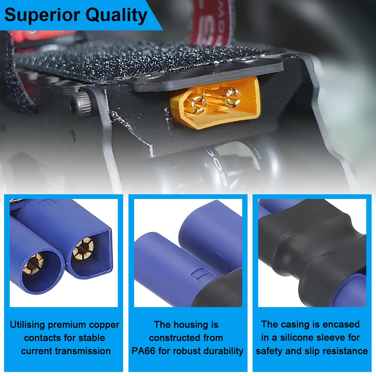 4 adaptery wtykowe EC3 do EC5, pozłacane styki miedziane obudowa PA66 wtyczka EC3-do EC5 adapter gniazda do samolotów RC, dronów, ładowarek akumulatorów Lipo i NiMH