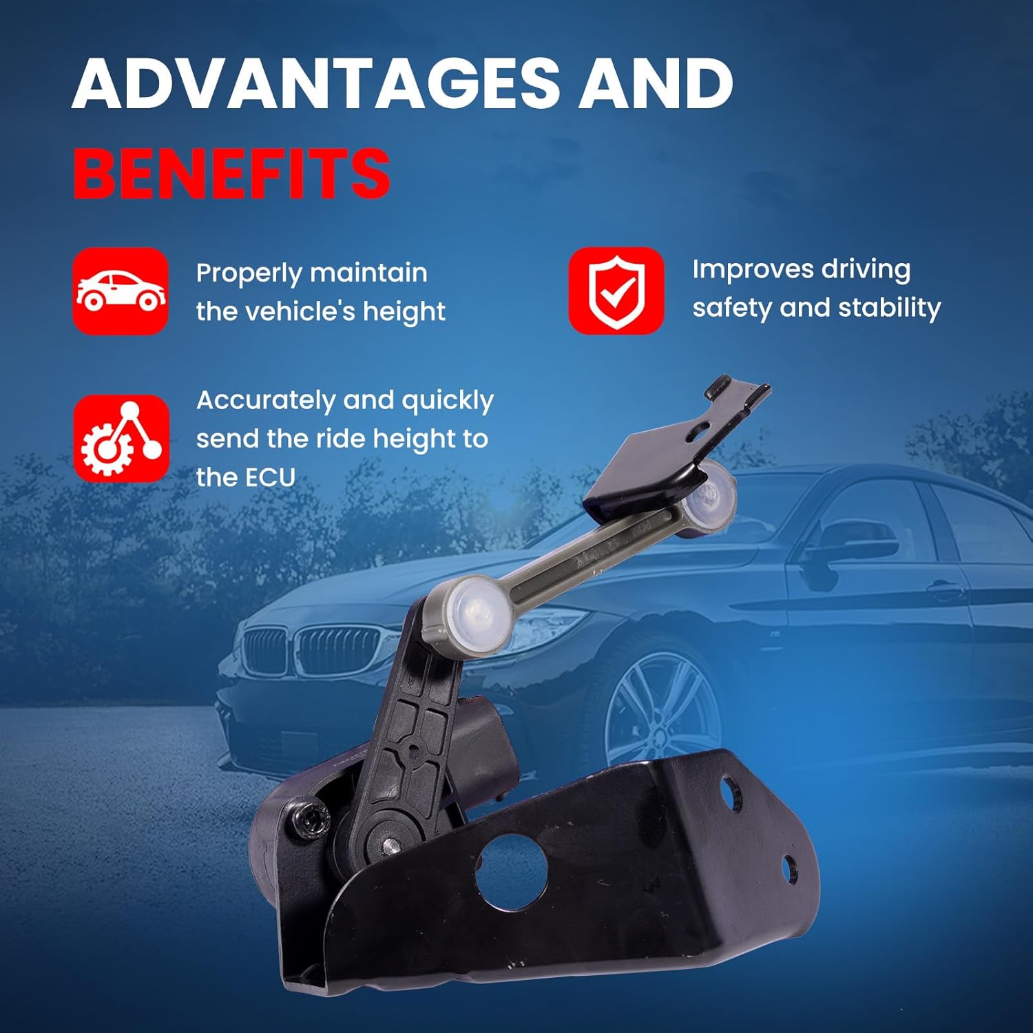 MOCA Rear Right Height Level Sensor Fits for 2004-2010 for Audi A8 Quattro & 2003-2013 for Bentley Continental & 2013 for Bentley Flying Spur & 2004-2006 for Volkswagen Phaeton