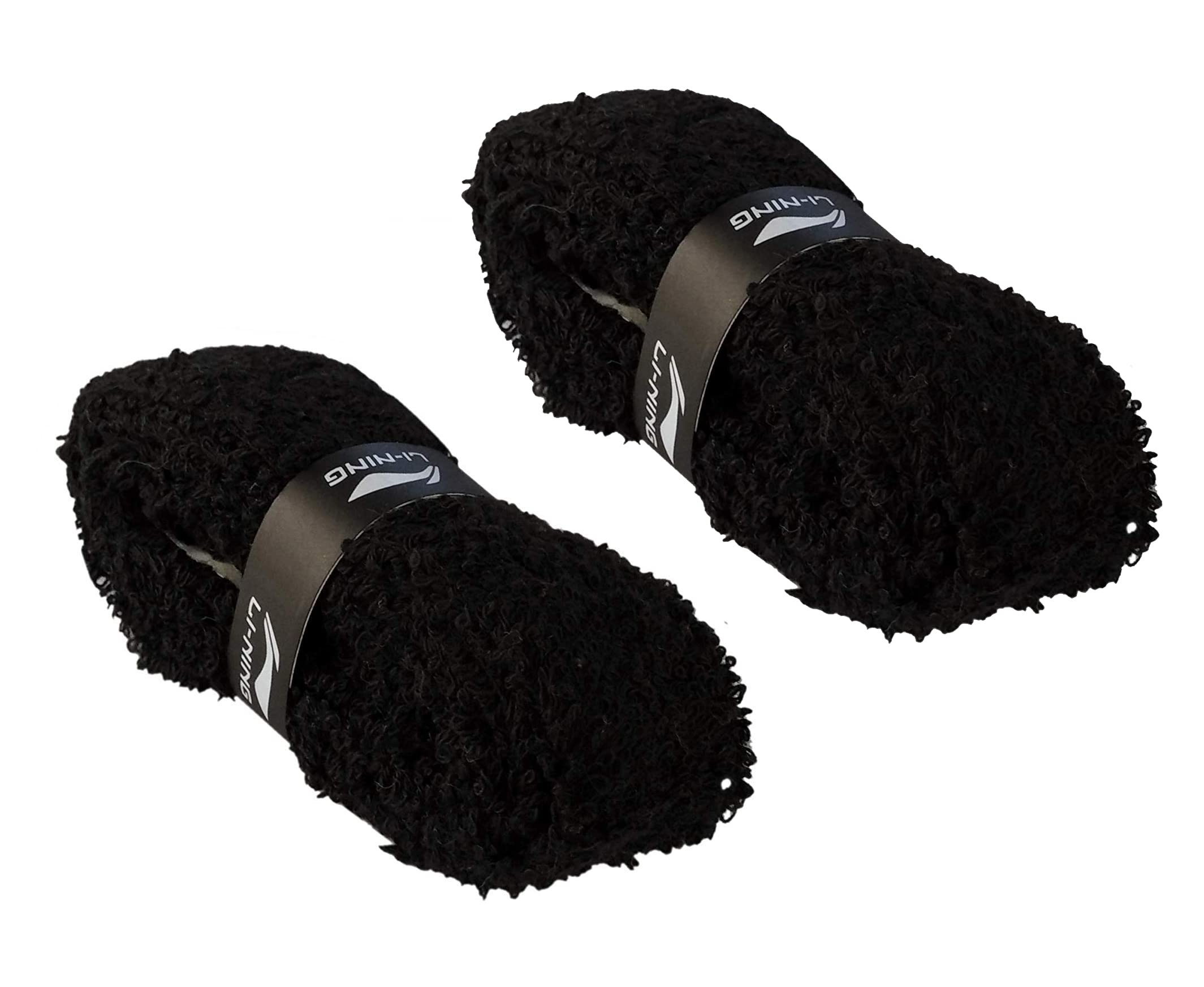 Li-Ning GC002 Cotton Single Layer Towel Grip for Badminton Racquet (Black) Pack of 2