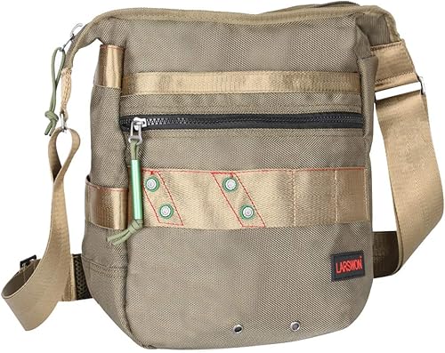 Larswon Bolsa de mensajero vertical, bolsa cruzada, bolsa de hombro para tabletas, bolsa para hombres y mujeres, verde militar