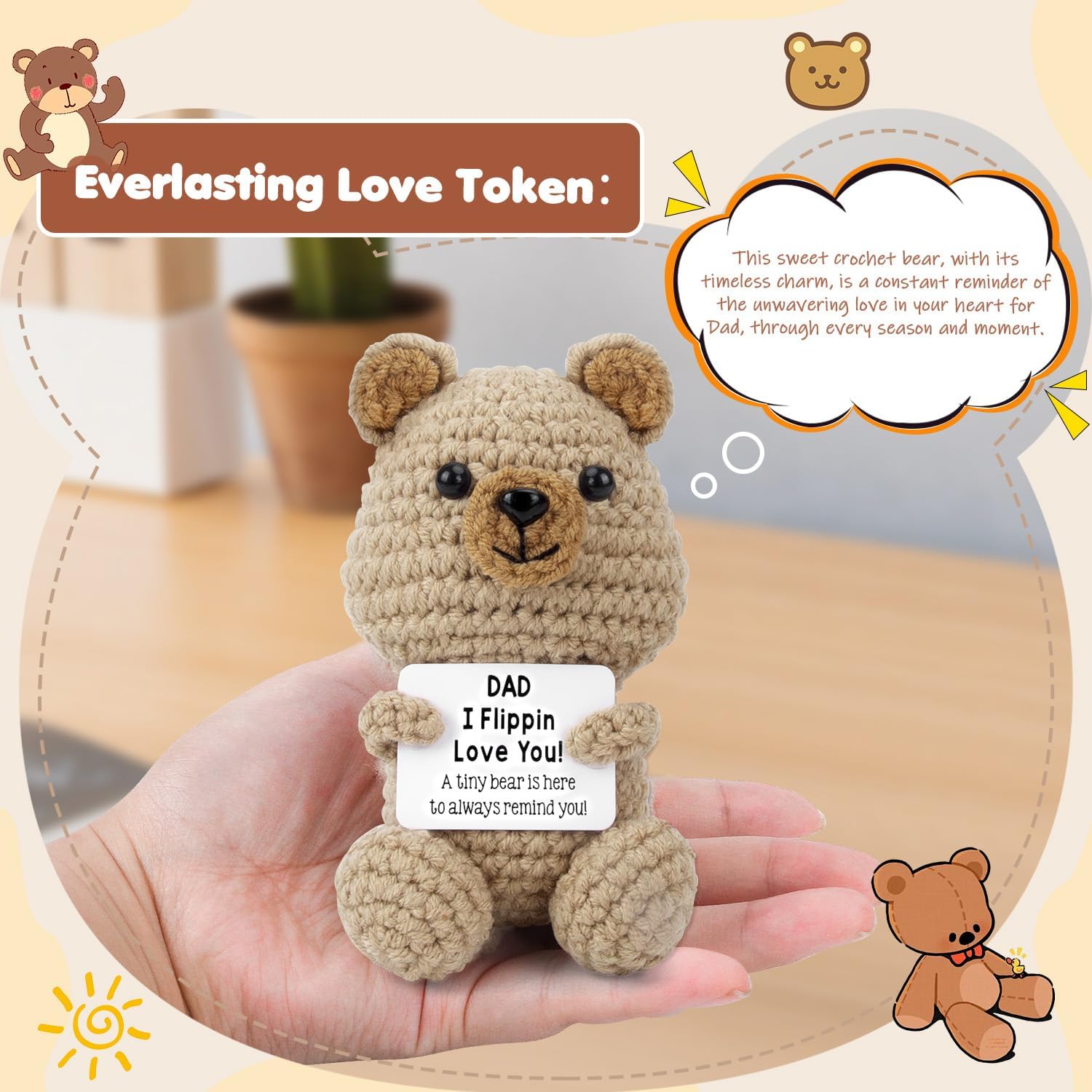 Funny Dad Gifts - Ideal for Dad's Birthday, Father's Day, Easter, Christmas & Valentine's Day | Handmade Crochet Bear(Dad) - Image 2