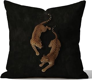 Black Cheetah Leopard Pillow Cover 18x18 Double-Sided | Cheetah Room Decor Pillow Cover, Leopard Gifts for Women Decorative Throw Pillow Cover for Couch Bedroom Living Room Home