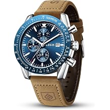 LIGE Watches for Men Chronograph Dress Business Classic Analog Quartz Mens Watch Brown Leather Waterproof Luminous Casual Work Sport Mens Wrist Watches with Date