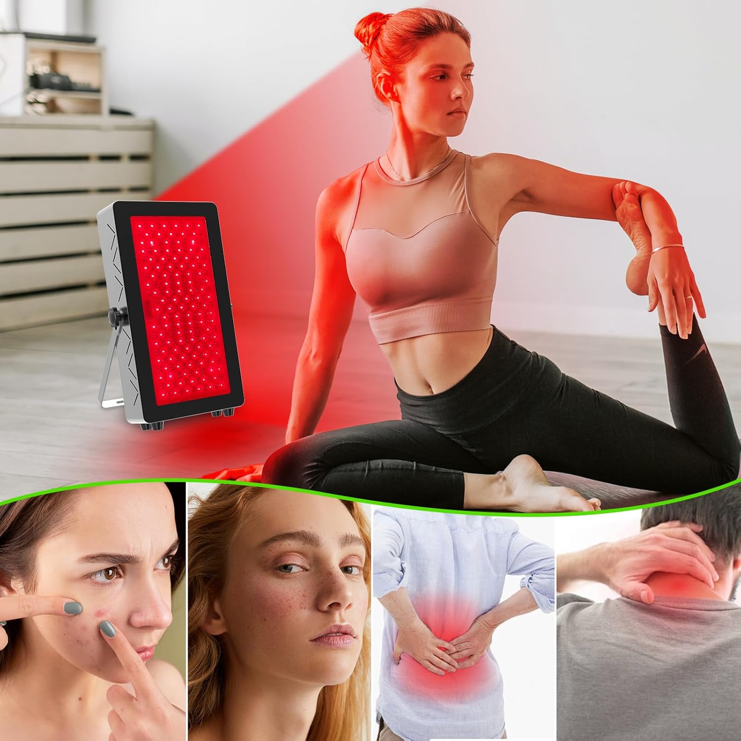 Red Light Therapy for Face and Body, 220 LEDs Dual Chip 660nm 850nm Near Infrared Light Therapy Panel for Body Pain Relief Skin Health Sleep