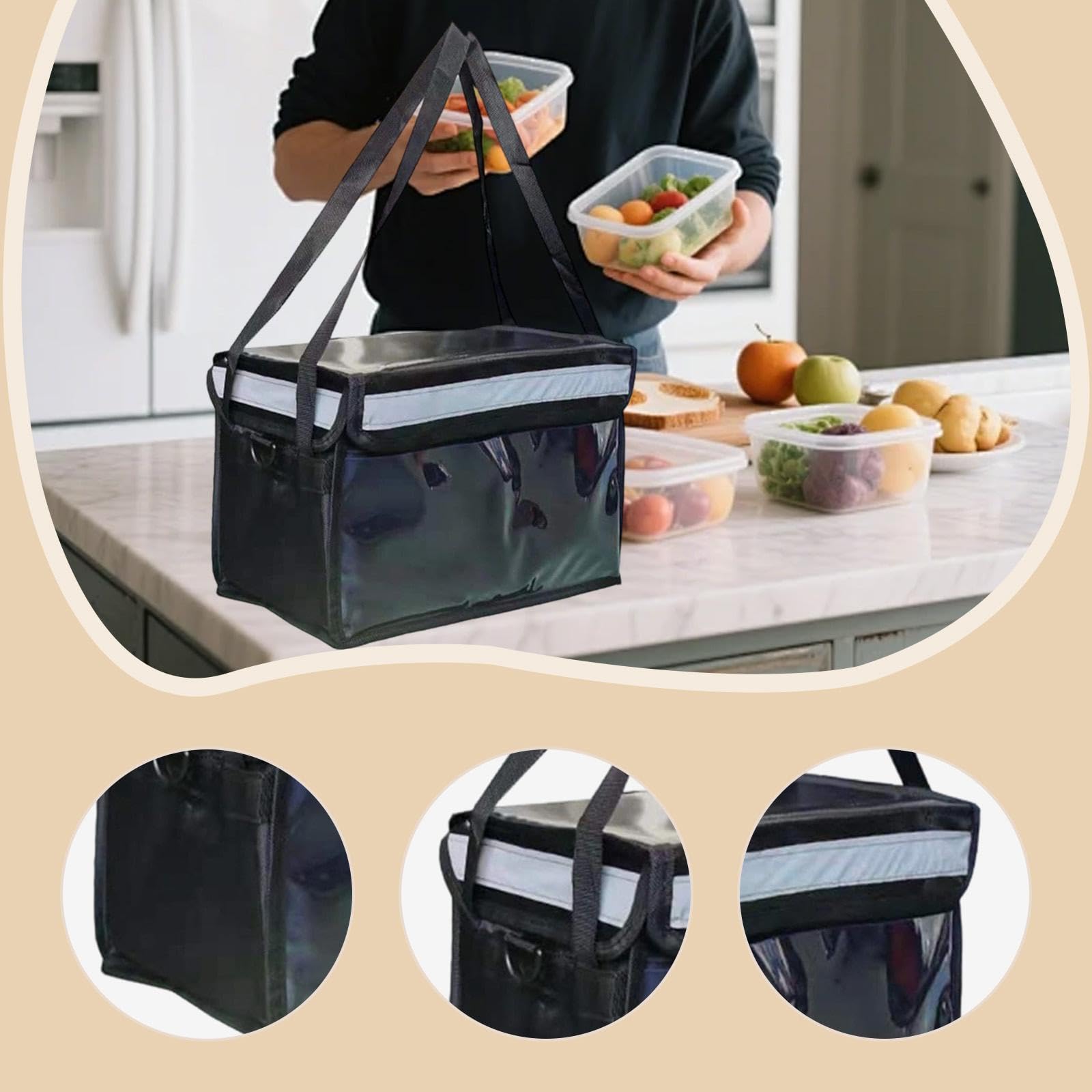 perfk Borsa termica per la consegna di cibo con supporto inferiore, multiuso, robusta, professionale, borsa termica per, per catering