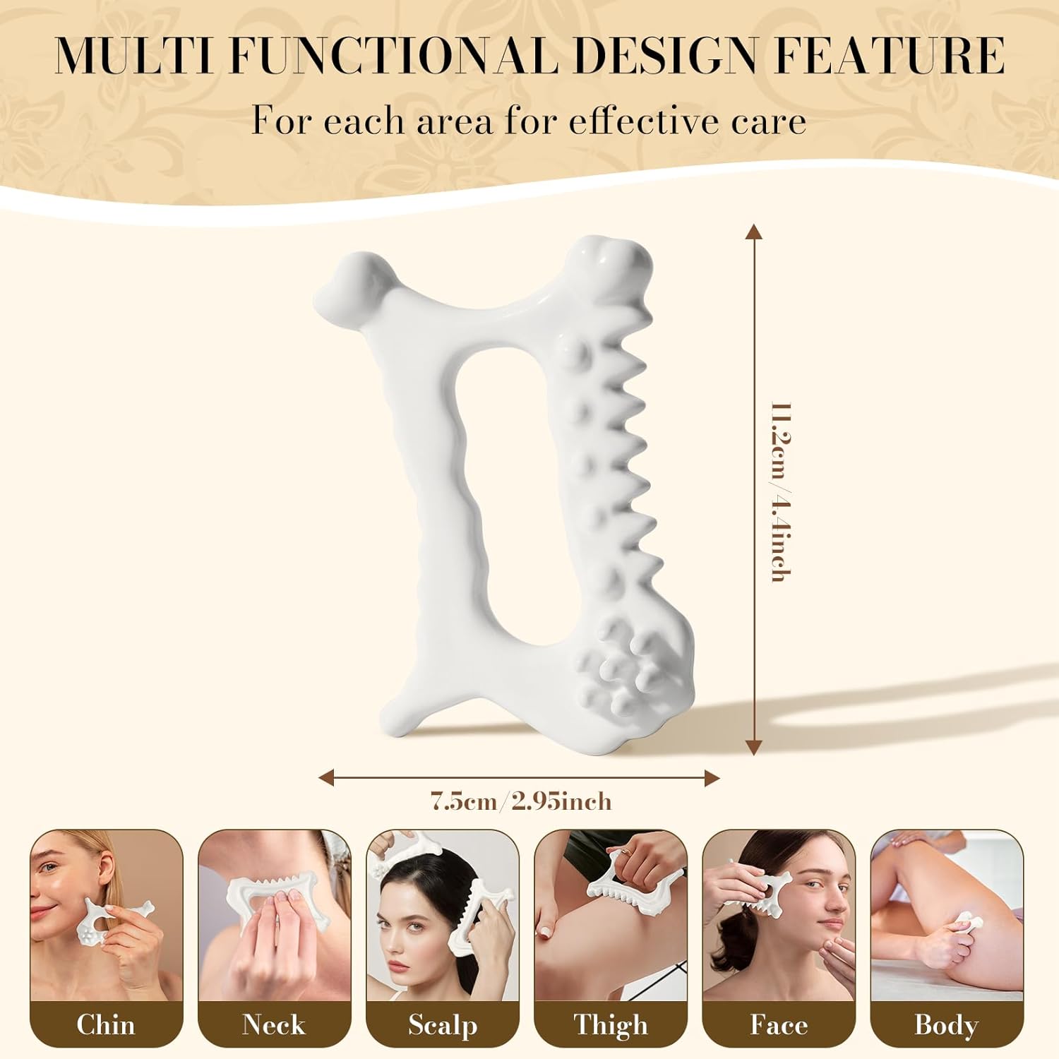 9 in 1 Ceramic Body Gua Sha Facial Tool, Face & Body Gua Sha Massage Tools, Premium Korean 괄사 Guasha Board for Face Lift, Muscle Relief, Skin Care - Image 4