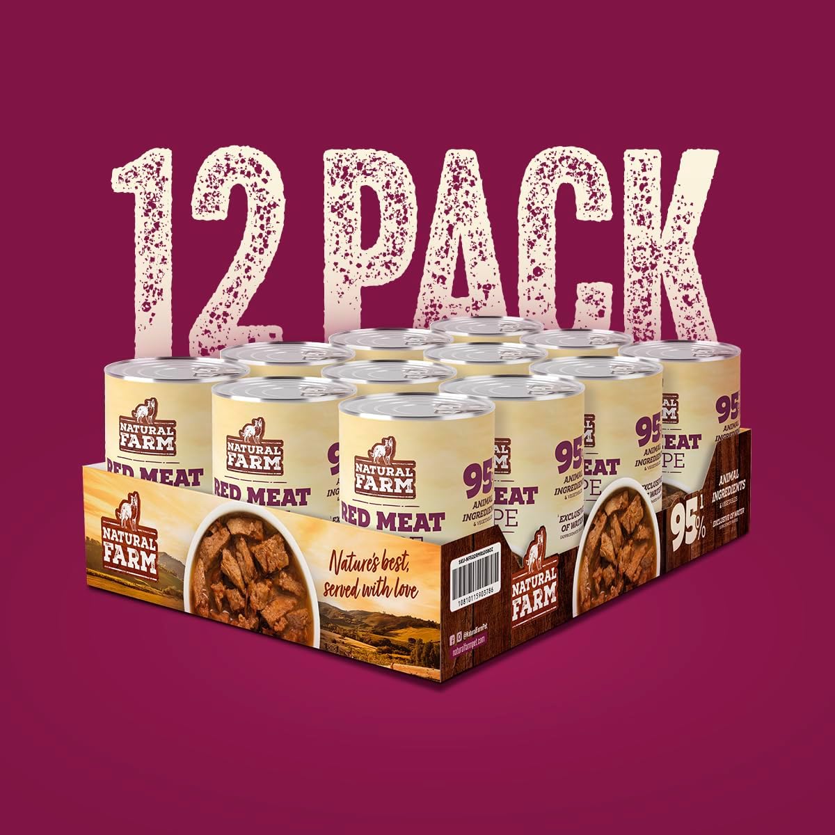 Natural Farm Red Meat Recipe - Wet Dog Food, 12.8-oz can, case of 12