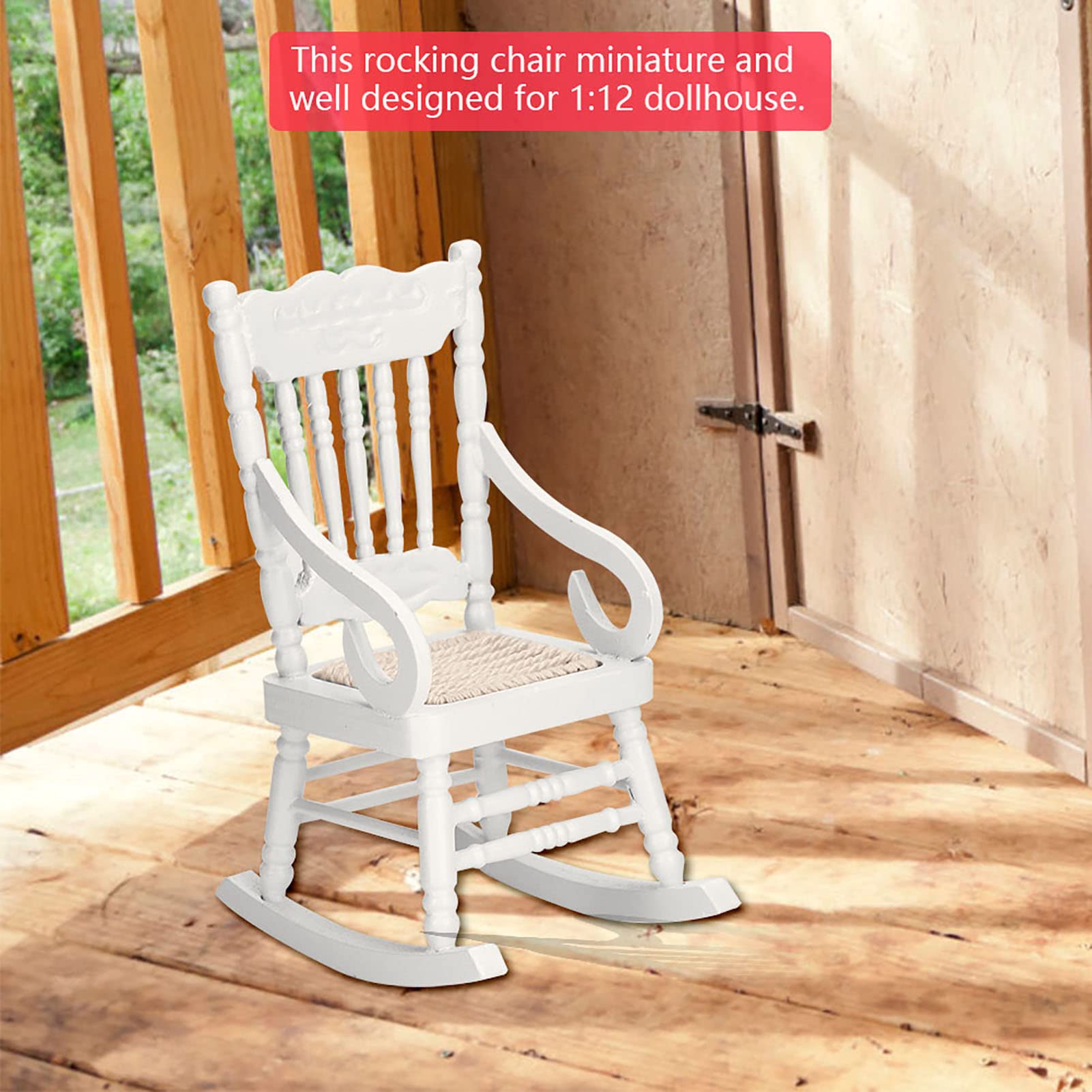 ミニチュア　椅子　人形用椅子　子供用椅子　ドールハウス　木製 ドールハウス ミニチュア 家具 木製ロッキングチェア 椅子 1/12