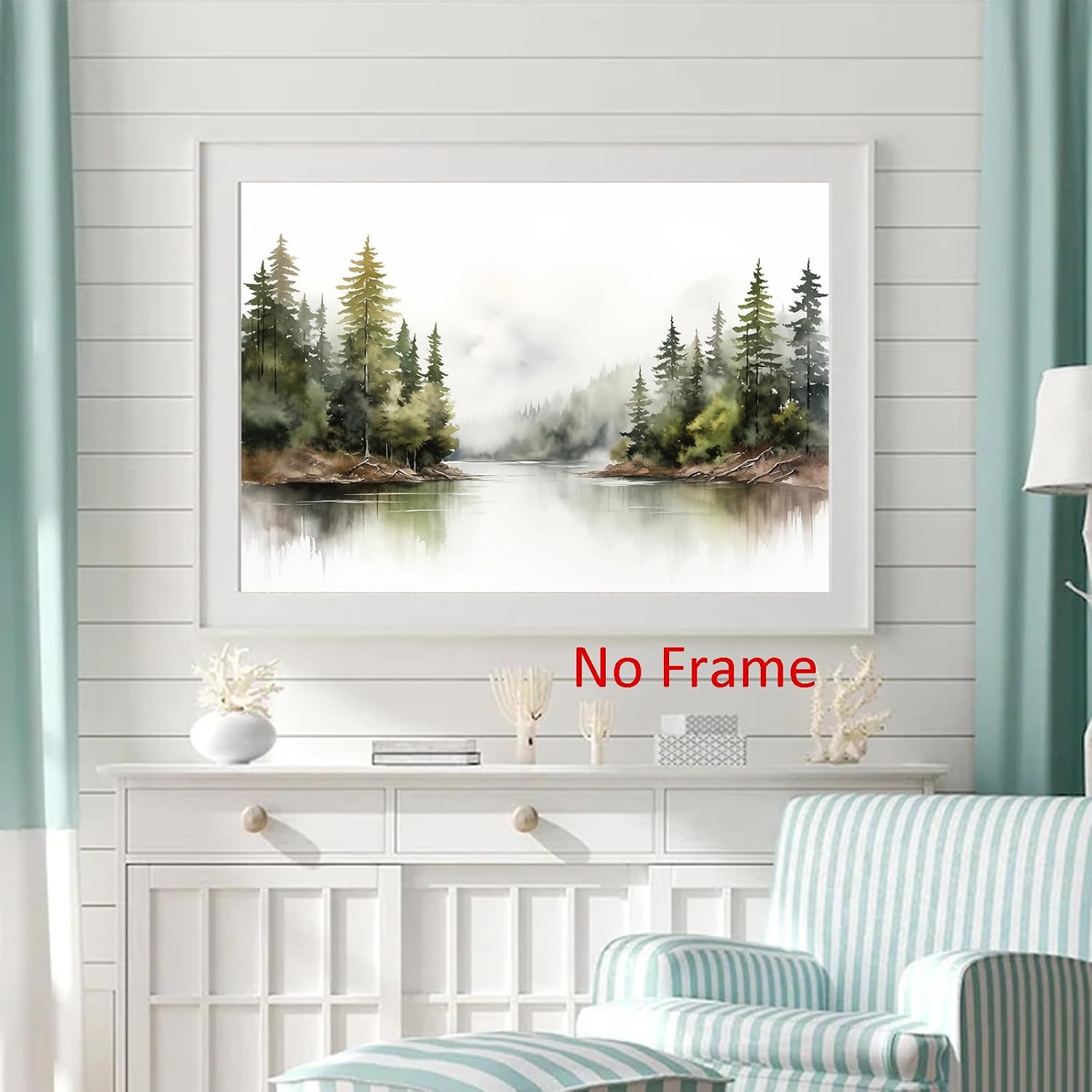 Modern Forest Wall Art Forest Tree Poster Pine Tree Artwork Forest Landscape Pictures Watercolor Mountain Print Natural Landscape Pictures Watercolor Forest Poster Modern Botanical Wall Art 16x24in No Frame