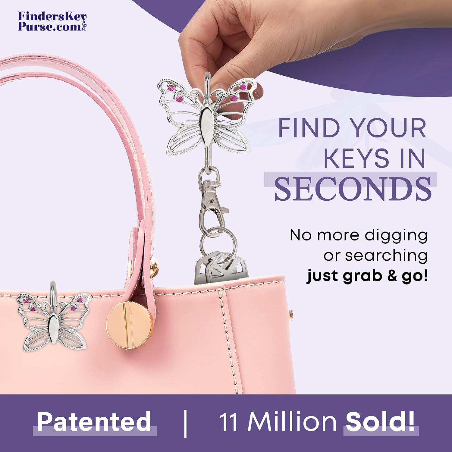 Women’s Bag Charm Key Finder, Car Keychain Hook, Cute Purse Organizer & Tote Bag Accessories, Gifts for Mom - Original image 3
