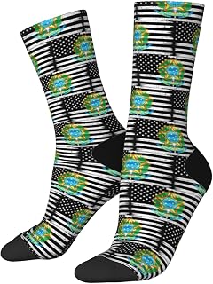 US And Coat Of Arms Of Brazil Socks For Men Women Sport Casual Crew Athletic Running Socks