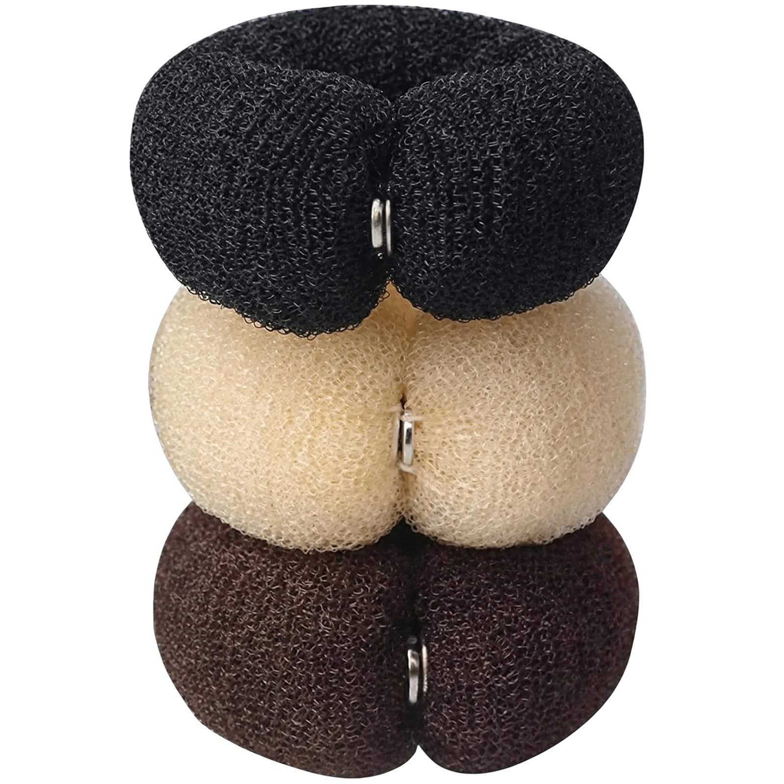 3Pcs 20cm Donut Hair Bun Maker – Foam Ring Snap Roll Shaper DIY Hairstyling Tool for Women, 3 Assorted Colors