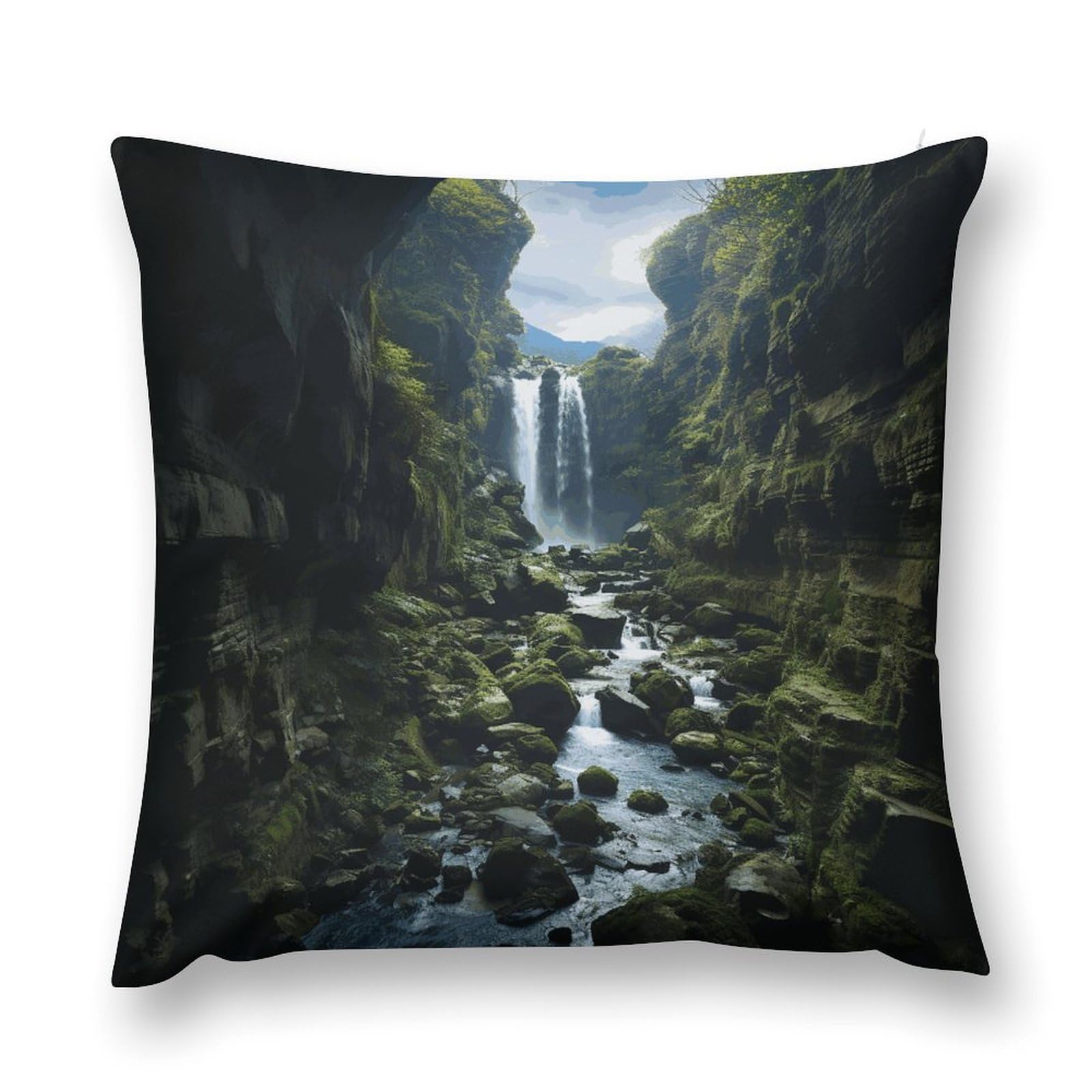 MUSM Waterfall Cliff Throw Pillow Cover 22 "x22 Wrinkle&Fade Resistant Cozy Soft Plush Pillow Case Protector Double-Sided Personalized Pillowcase Pillow Shams Cushion Cover for Home