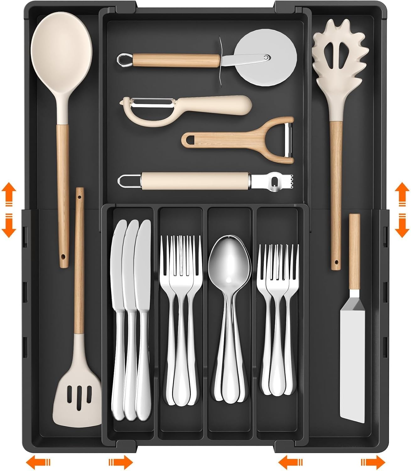 Lifewit Expandable Silverware Drawer Organizer, Utensil Tray for Kitchen
