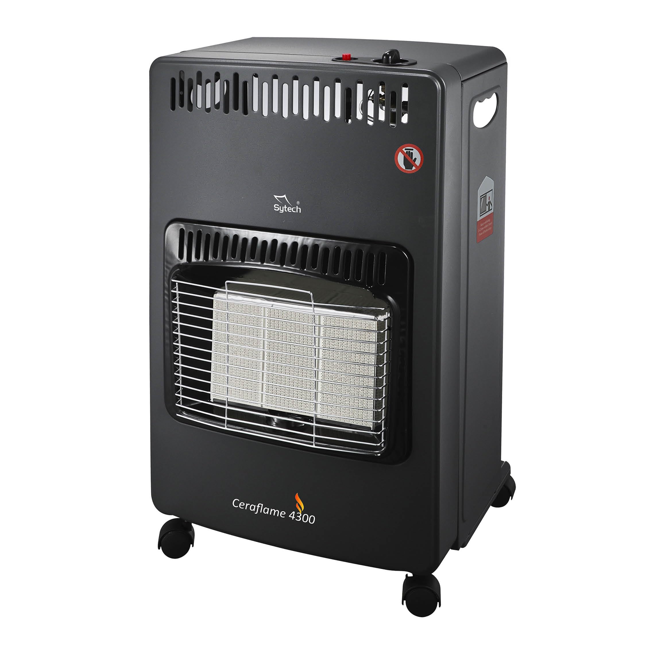 Sytech Estufa de Gas Ceramica, Plegable, Sistema ods, 4.2kw, Asas, Ruedas