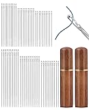 Gaahkai 60PCS Self Threading Needles, 6 Sizes Side Opening Large Eye Embroidery Needles for Hand Sewing with Wooden Case