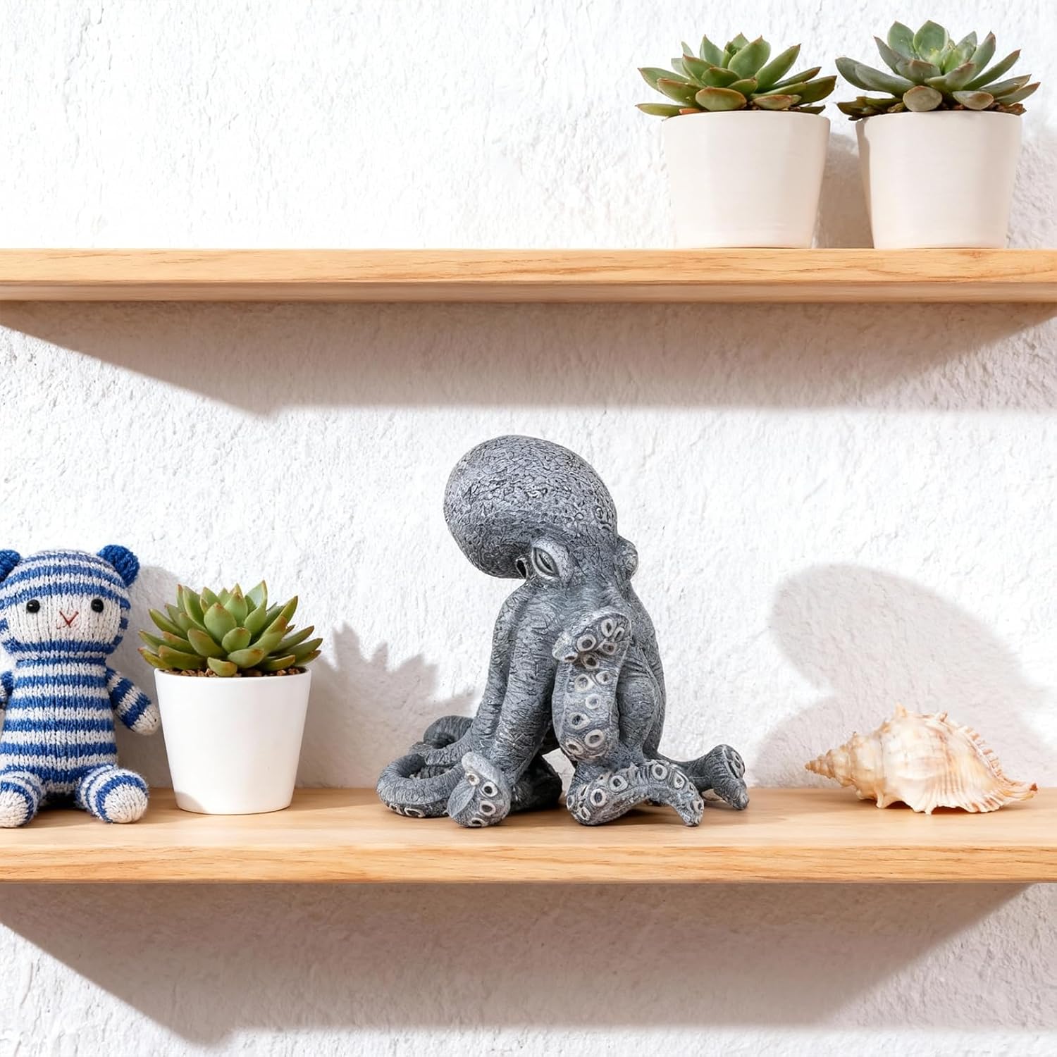 Octopus Statue Nautical Decor, Resin Kraken Sculpture for Home & Bathroom Shelf, Unique Sea Life Figurine Art Gifts for Ocean Lovers & Gothic Room Décor