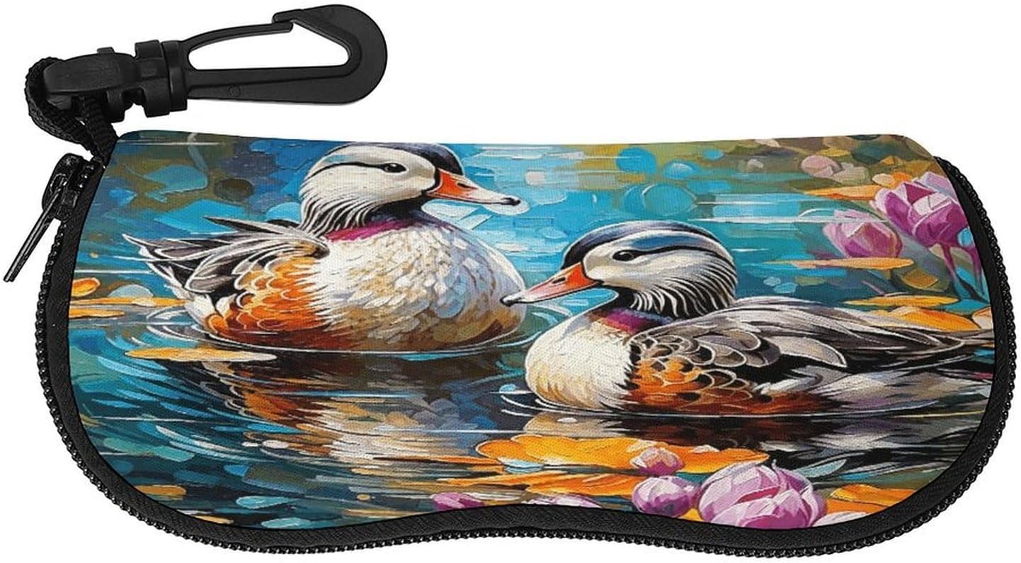 Mandarin Ducks Sunglasses Soft Case Neoprene Zipper with Belt Clip