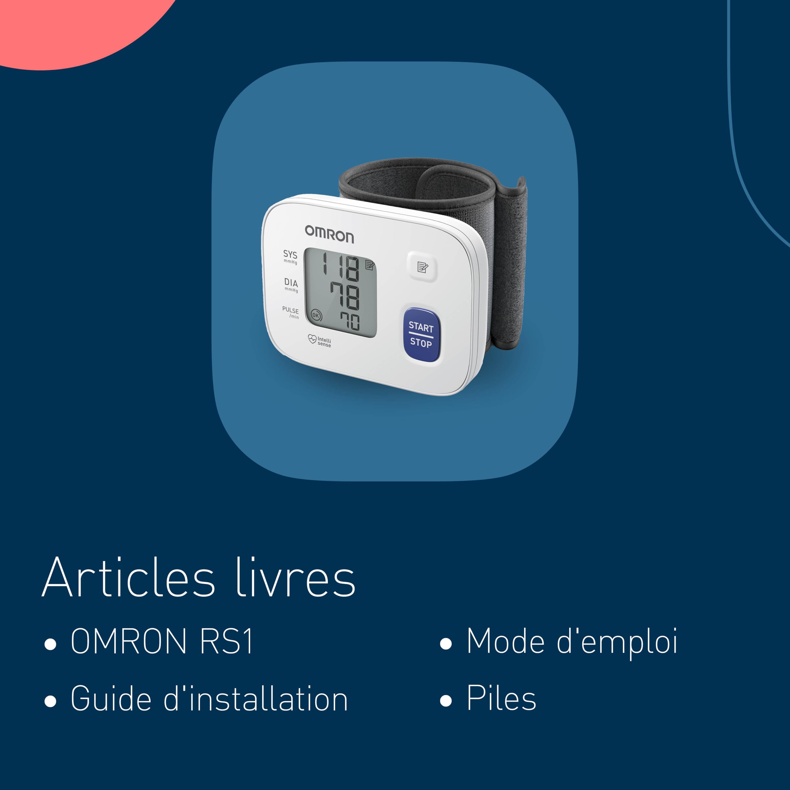 OMRON RS1 Appareil tension artérielle automatique poignet – Tensiomètre poignet portable, pour une utilisation à la maison ou en déplacement – Validé cliniquement – Bracelet réglable 13,5 – 21,5 cm