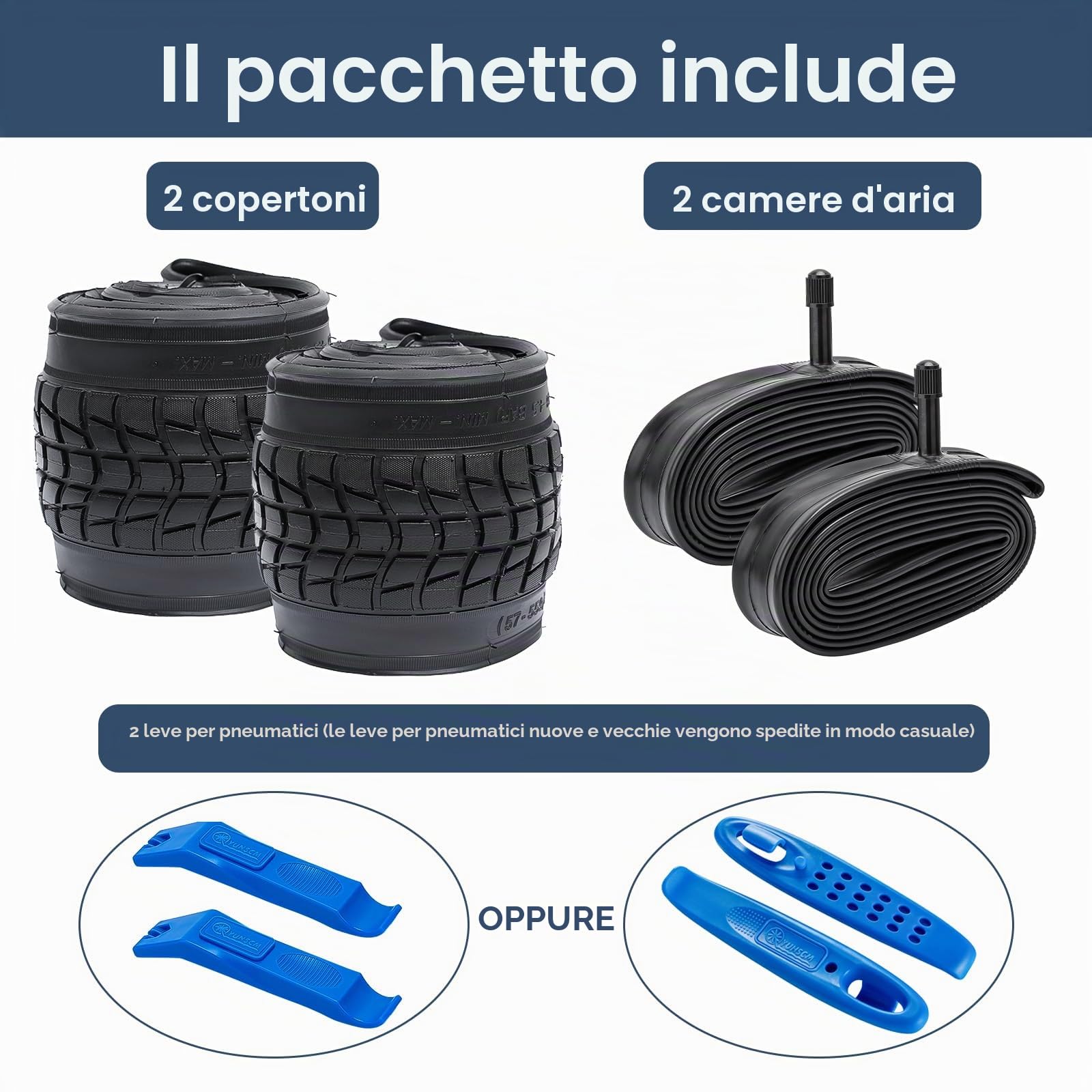 YUNSCM 2-PCS 26 pollici bicicletta pneumatici 26x1.95/53-559 and 26 pollici camera d'aria Schrader Valve Compatible with bicicletta 26x1.95 26x2.0 (Y-918)