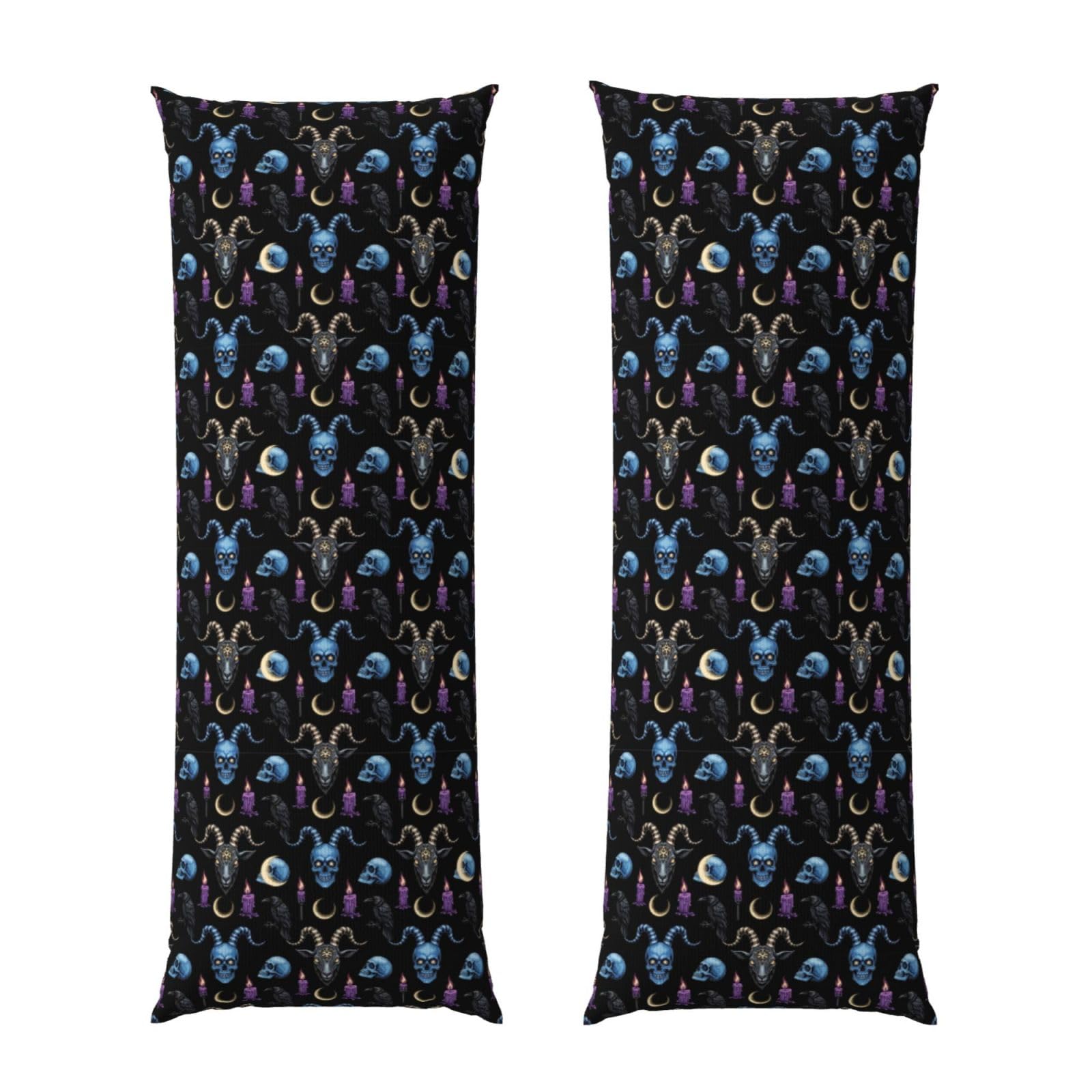 Body Pillow Protector Cover 20x54, Goth Raven Skull Goat, Breathable Ultra Soft Pillowcase with Zipper, Wrinkle Shrinkage Fade Resistant for Bed Couch