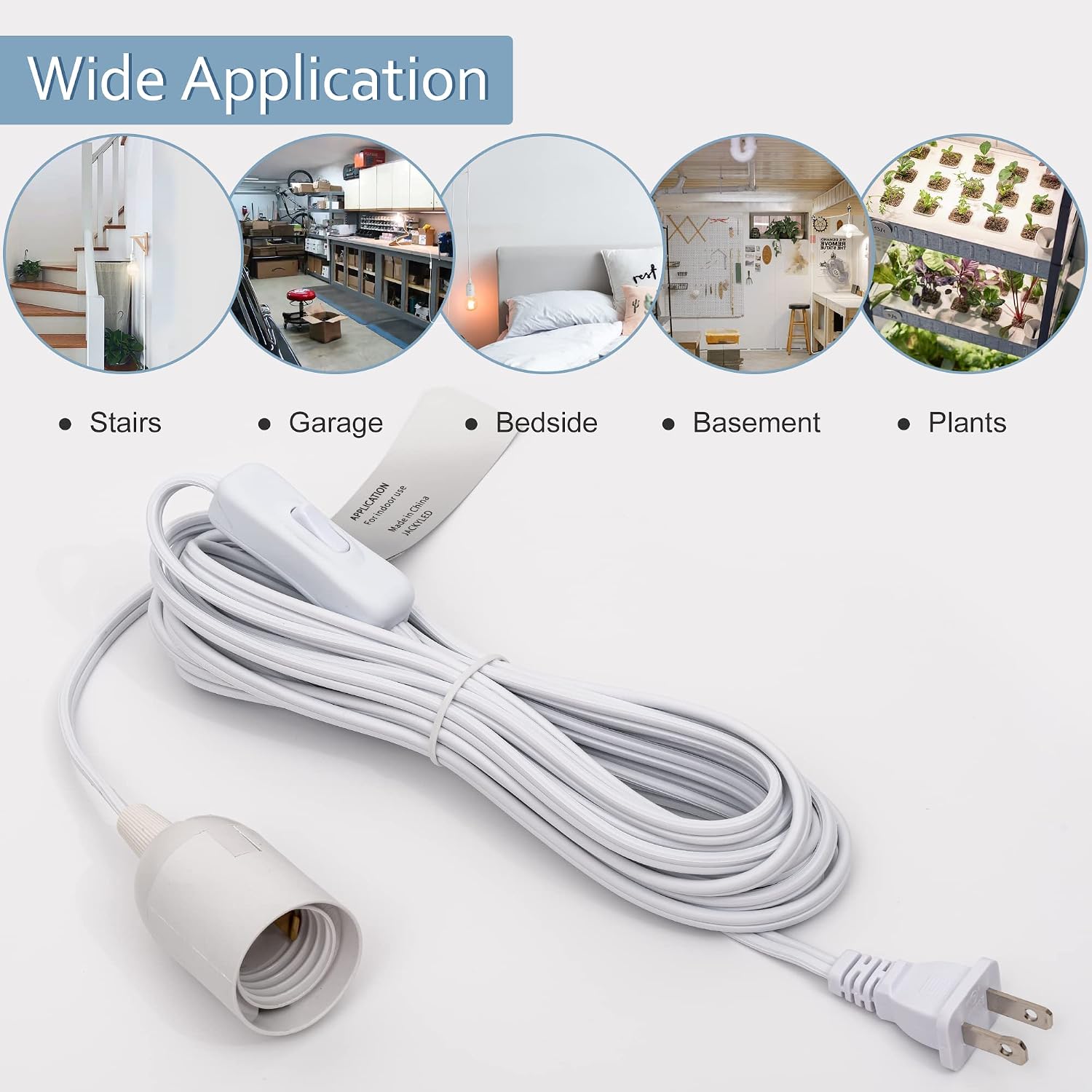 JACKYLED Extension Hanging Lantern Cord Cable 15Ft UL 1 Pack image 4