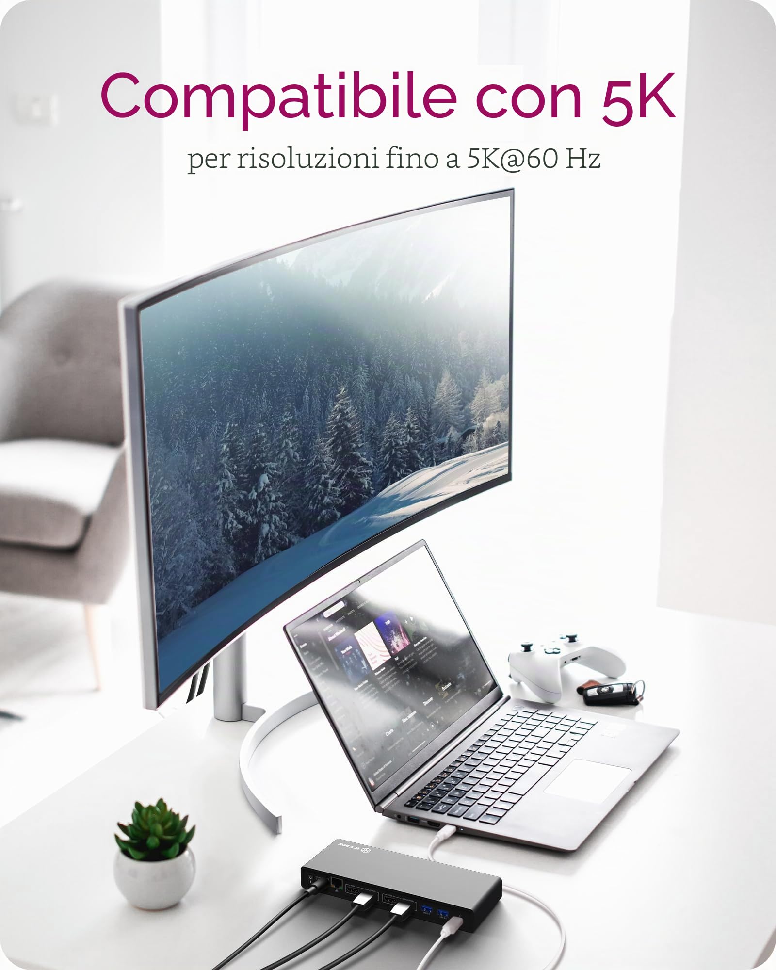 ICY BOX Docking Station USB-C (14-in-1) con 2x HDMI & 2x DP (5K 30Hz | 4K 60Hz), 6x USB 3.0 HUB, Alimentazione 65W, Gigabit Ethernet, DisplayLink, Dock Universale, IB-DK2245AC