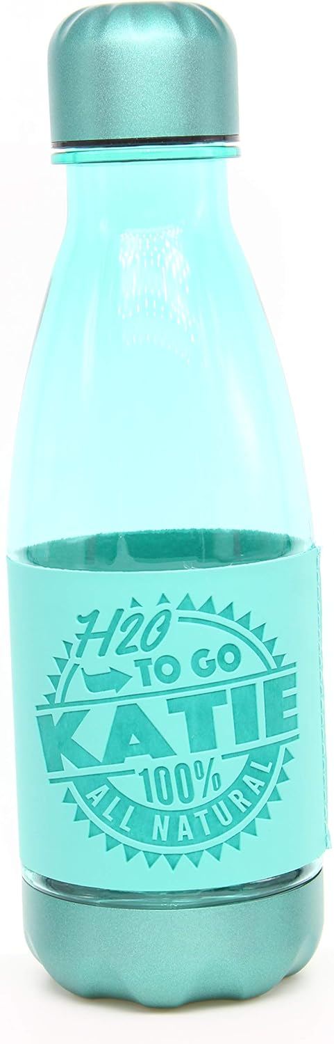 H & H Hydration Station Eco Reusable Water Bottle With Personalised Name Sleeve KATIE - 500ml - Non Toxic - For Running, Gym, Yoga, Outdoors and Camping