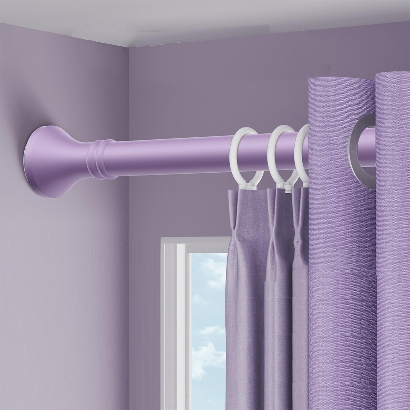 GLDYTVF Adjustable Shower Curtain Rod (40-500CM) - No-Drill Telescopic Tension Pole Stainless Steel for Bathroom Bedroom & Room Divider (Purple 260-350CM)