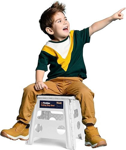 Miniatura 22 de Flottian Taburete plegable de 18 pulgadas para adultos y niños con capacidad para hasta 300 libras, taburetes plegables antideslizantes con asa,