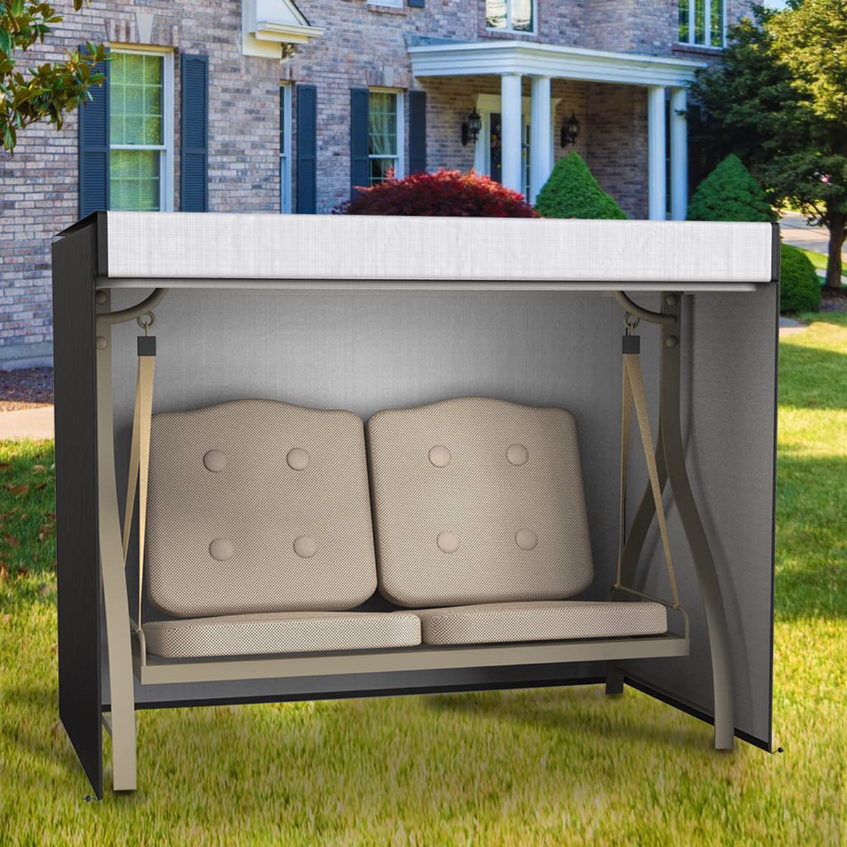 Housse de protection pour balancelle 2 places - Imperméable - Anti-UV - Résistante à l'hiver - Tissu Oxford 210D - 160 x 120 x 170 cm - Pour balancelle de jardin - Coussin Imperméable