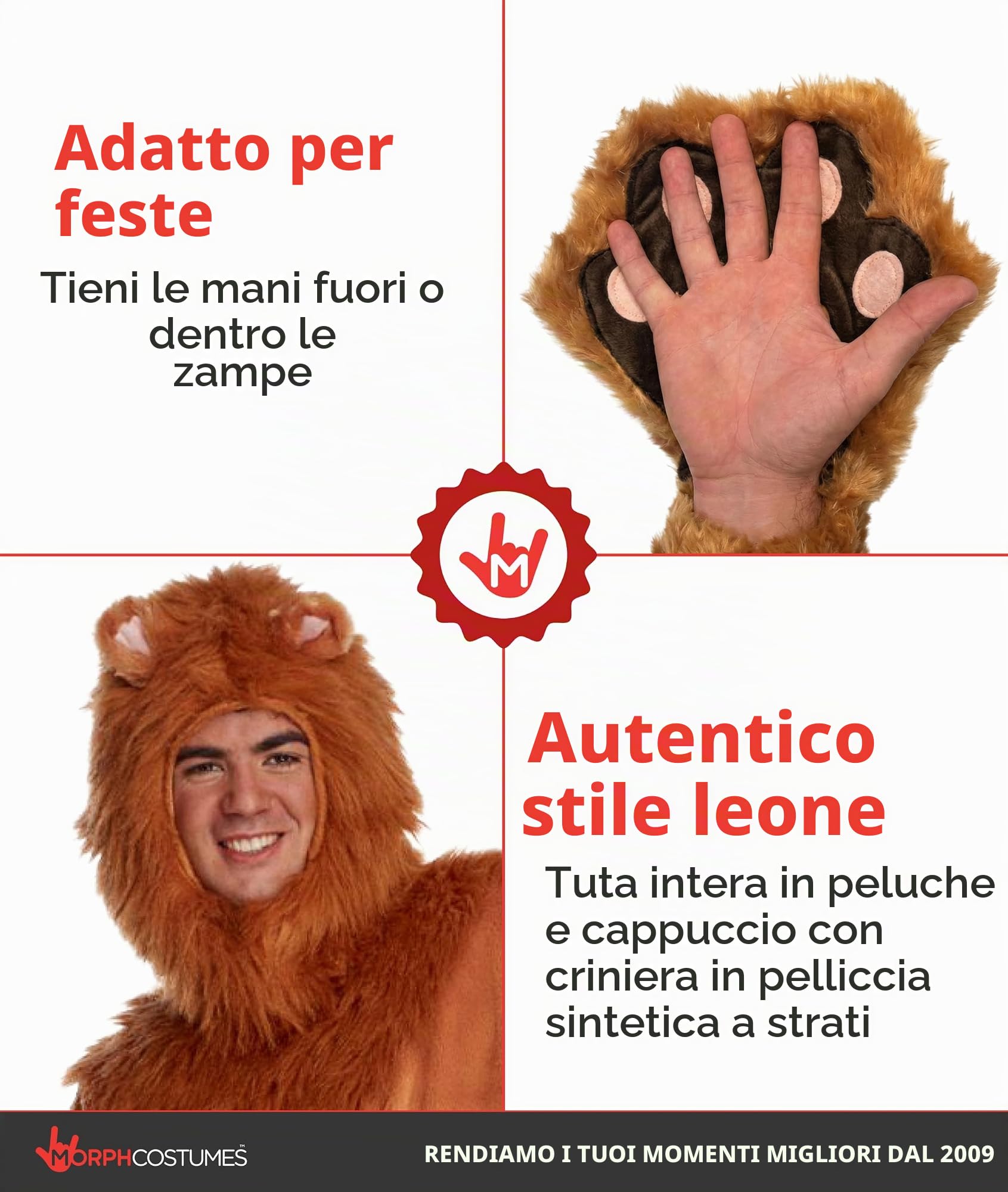 Morph Costume Leone Adulto, Costume Halloween Adulto