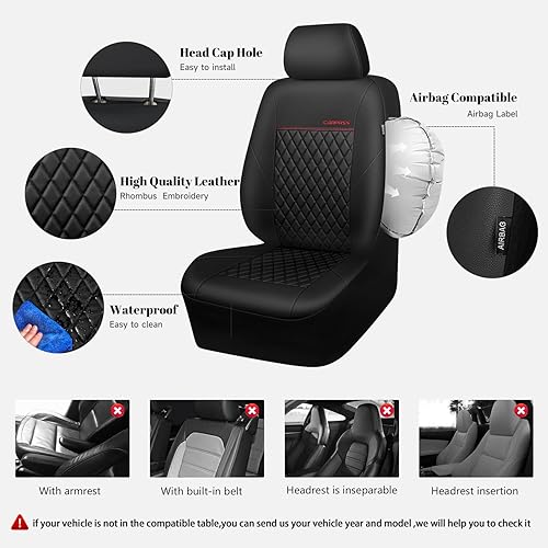 Miniatura 80 de CAR PASS Fundas de asiento de cuero morado, funda acolchada para asiento de automóvil con esponja compuesta de 0.197 in en el interior, compatible