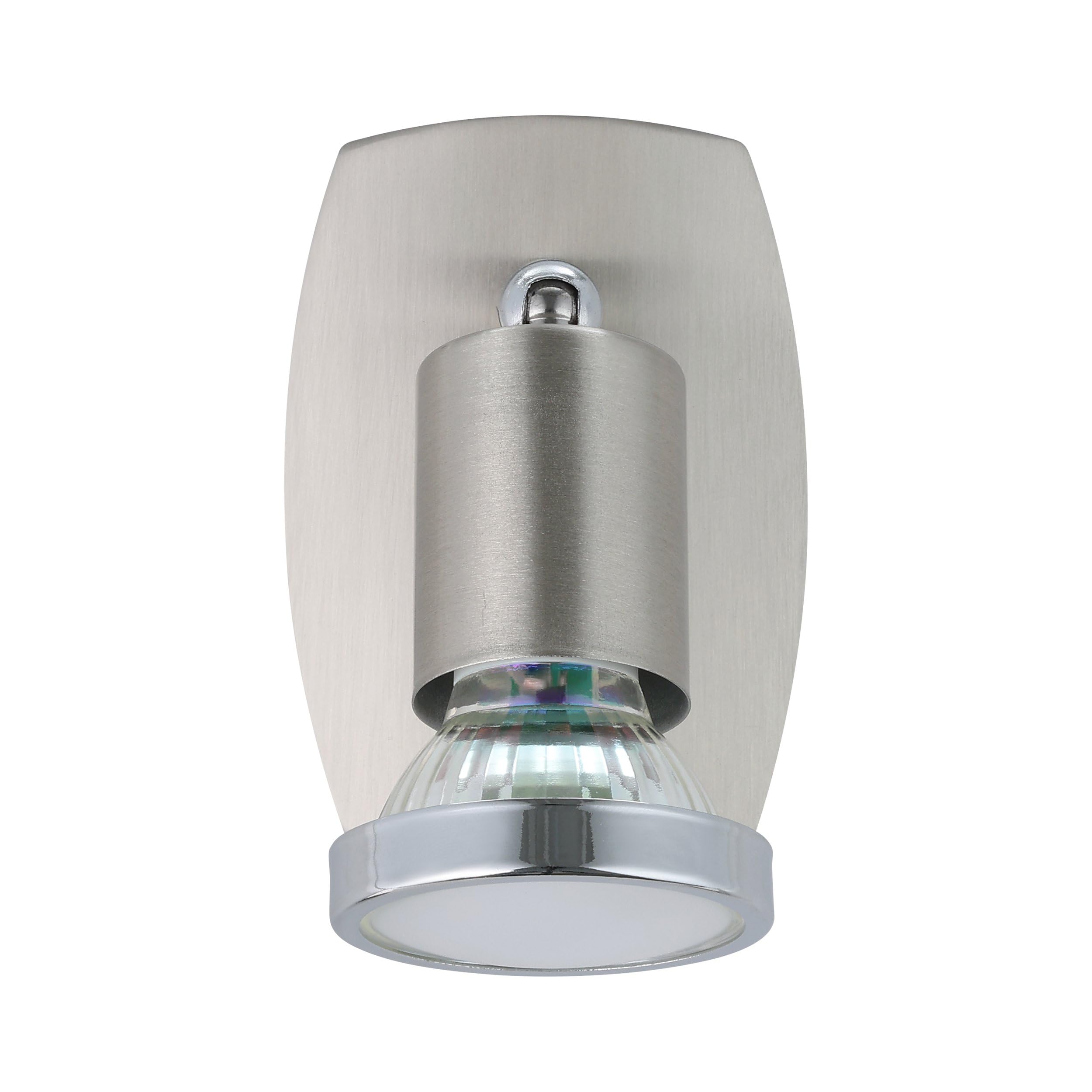 EGLO Gniazdo punktowe Mini, 1-punktowa lampa wtykowa, lampa wtykowa ze stali, kolor: nikiel matowy, chrom, oprawa: GU10, w zestawie przełącznik, przezroczysty