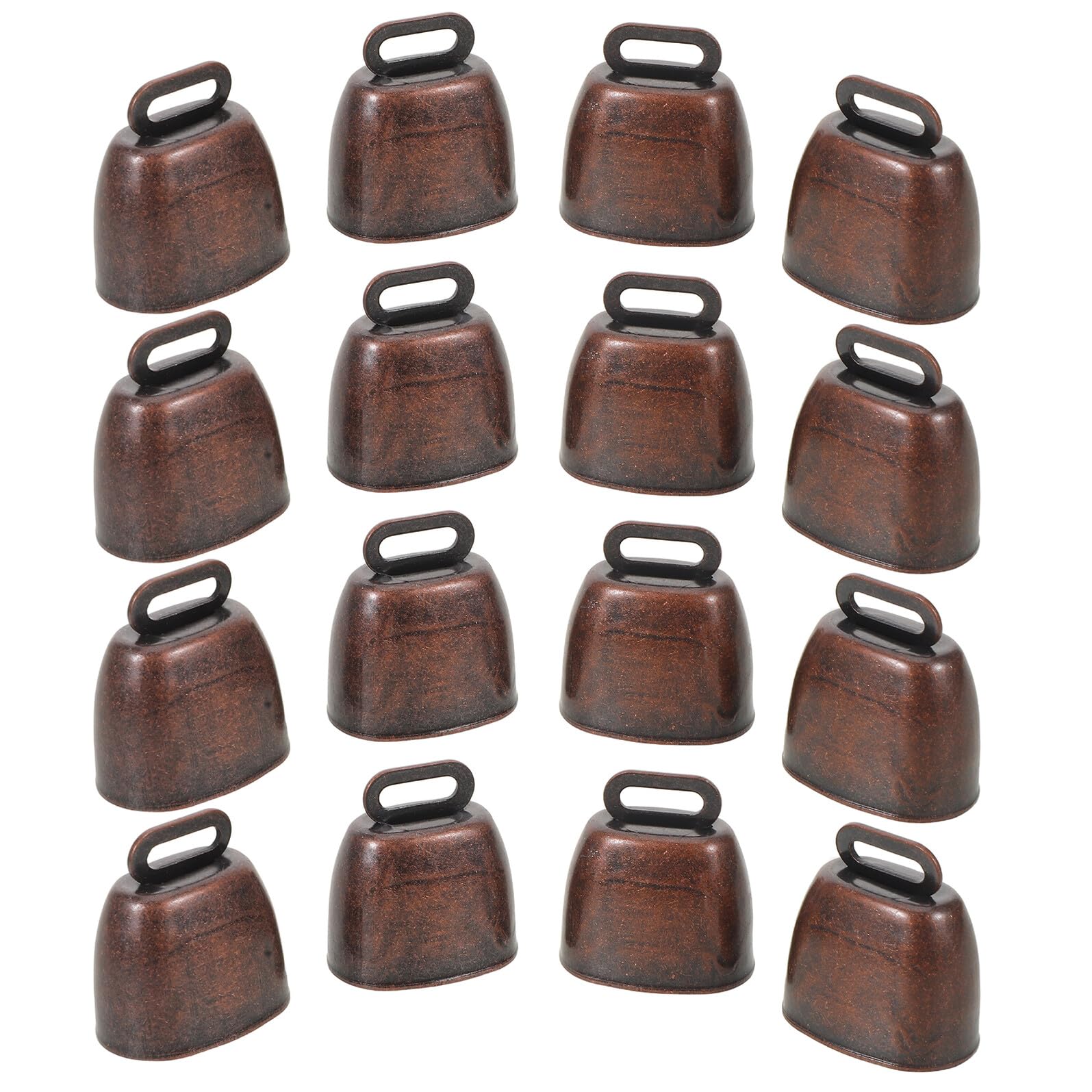 16 Pezzi Campanelli Rustici in Metallo per Animali da Fattoria, Campanaccio di Mucca Antifurto Rosso Scuro 35mm, Ciondolo Leggero Suono Nitido per Bovini, Pecore e Cani all’Aperto