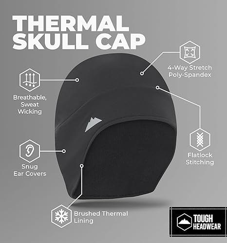 Miniatura 10 de Tough Headwear Gorras térmicas para casco para hombre, para invierno, gorra de casco y gorras de ciclismo para correr, esquiar, deportes de invierno