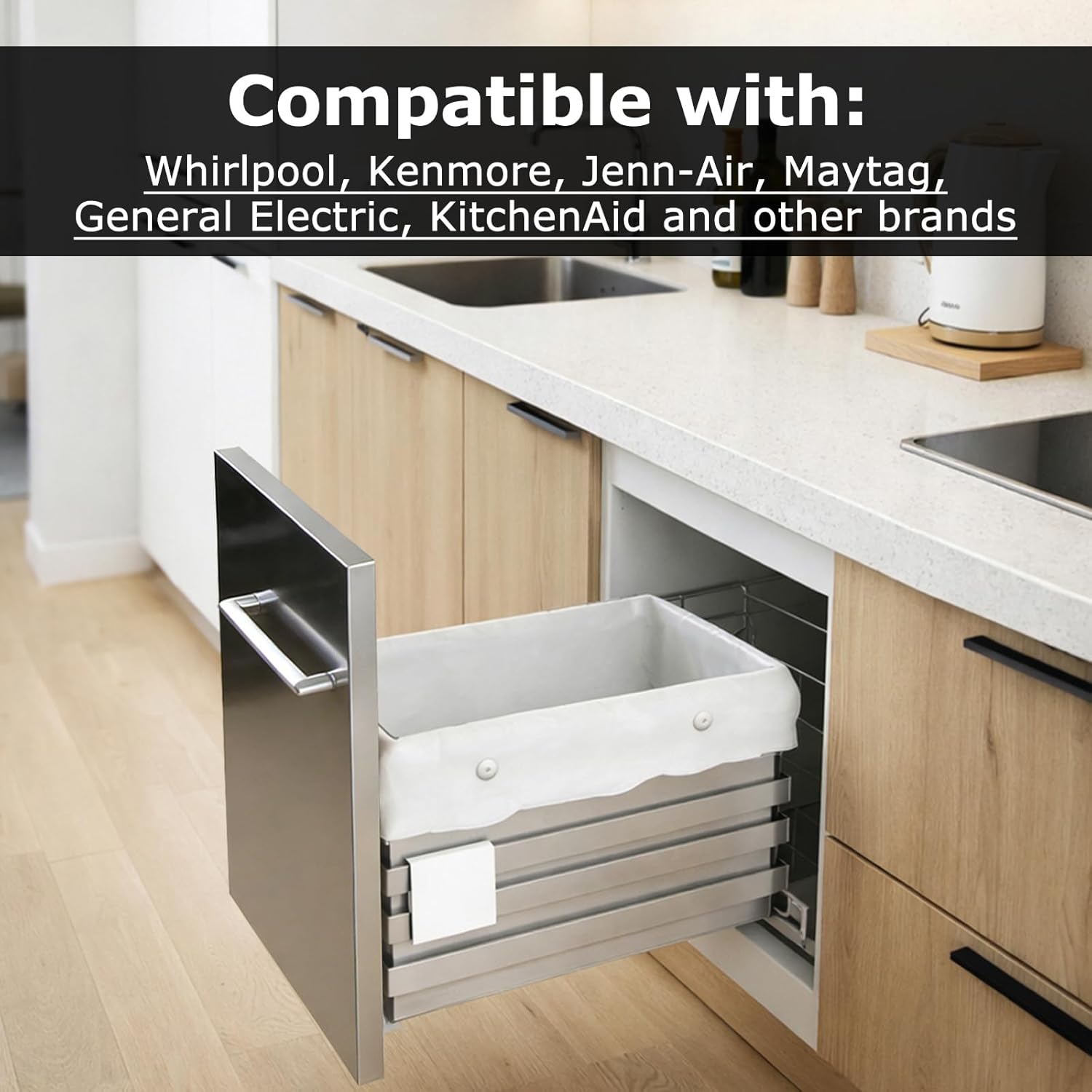 60 Pack Trash Compactor Bags Heavy Duty Compactor Bag for Kitchen Leak Proof 2.6 MIL Thickened Garbage Compactor Bags Fit for 15 inch Drawer Compactors(with Reserved Holes&Ties)