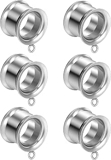Cisyozi 8G-25mm DIY Tunnels Plugs Gauges for Ears 316L Surgical Steel Double Flare Ear Dangle Gauges Accessories Piercing Jewelry for Women Men Silver Black Gold Tone