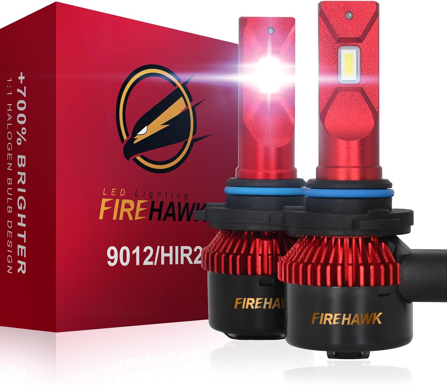 Firehawk 2026 New 9012/HIR2 LED Headlight Bulbs 50000LM Japanese Chips, 700% Brighter, 6000K Cool White, All-in-One Wireless Halogen Replacement Conversion Kit, Pack of 2 - Amazon product rated Grade A