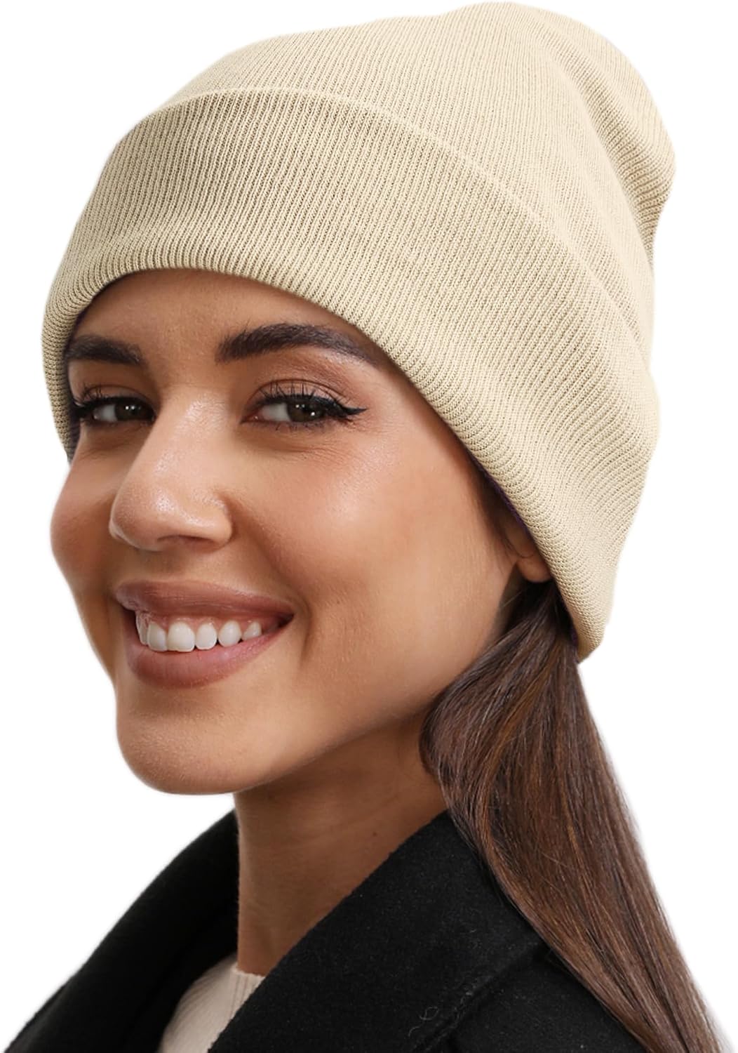 vidsel 100% Cotton Beanie Hat- Unisex Ultra Soft Winter Warm Stretch Knit Cuffed Hats Fisherman Beanies Skull Cap