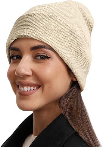 vidsel 100% Cotton Beanie Hat-Unisex Winter Knit Cuffed Beanies Skull Cap