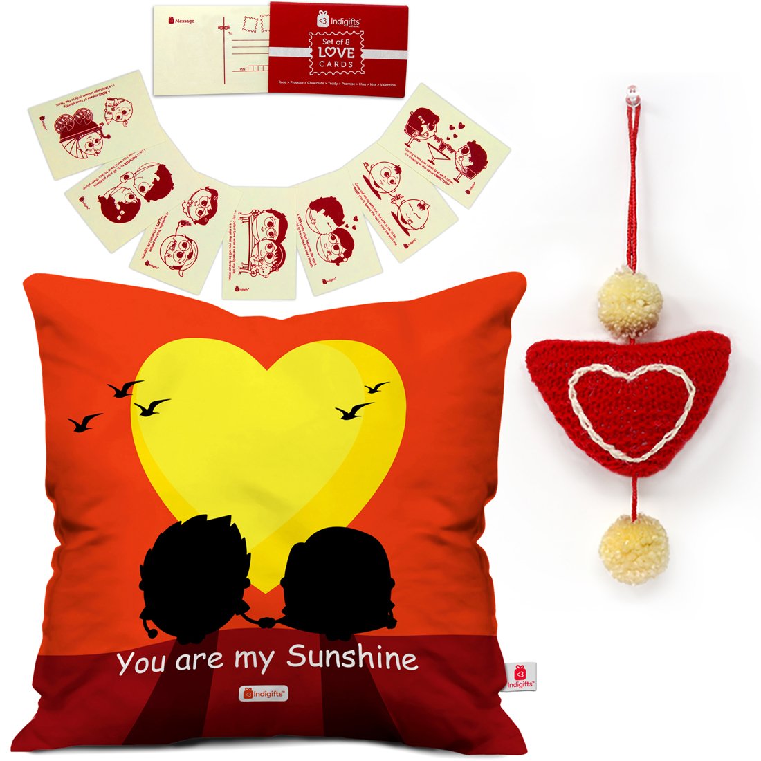 Buy Indigifts IA Valentine Gifts for Girlfriend Cushion Cover 12x12 with Filler, 8 Love