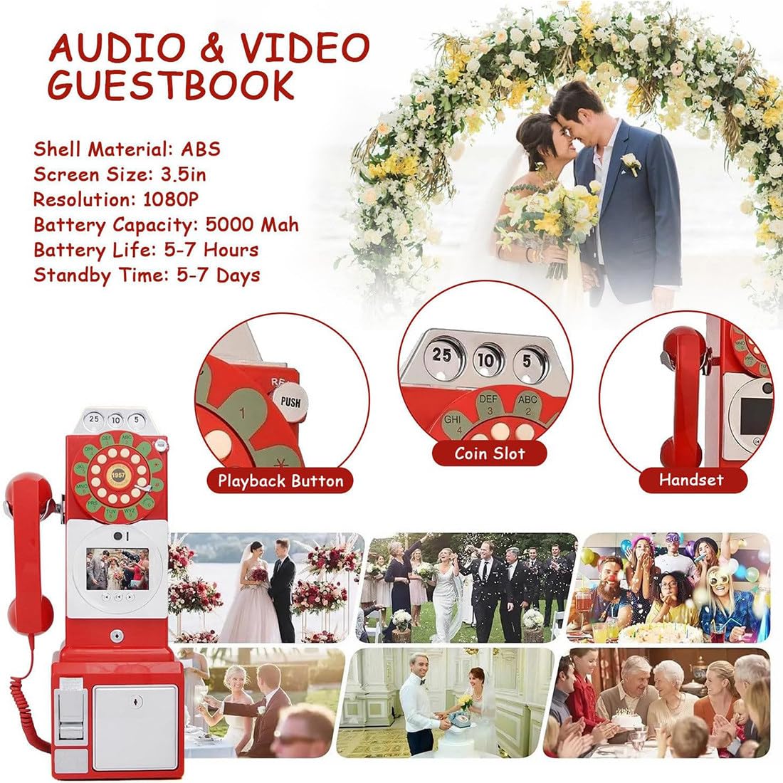 Audio-Video-Gästebuch mit 1080P HD-Aufnahme, bewahrt besondere Anlässe für Hochzeiten, Geburtstage, Abschlussfeiern und Babypartys