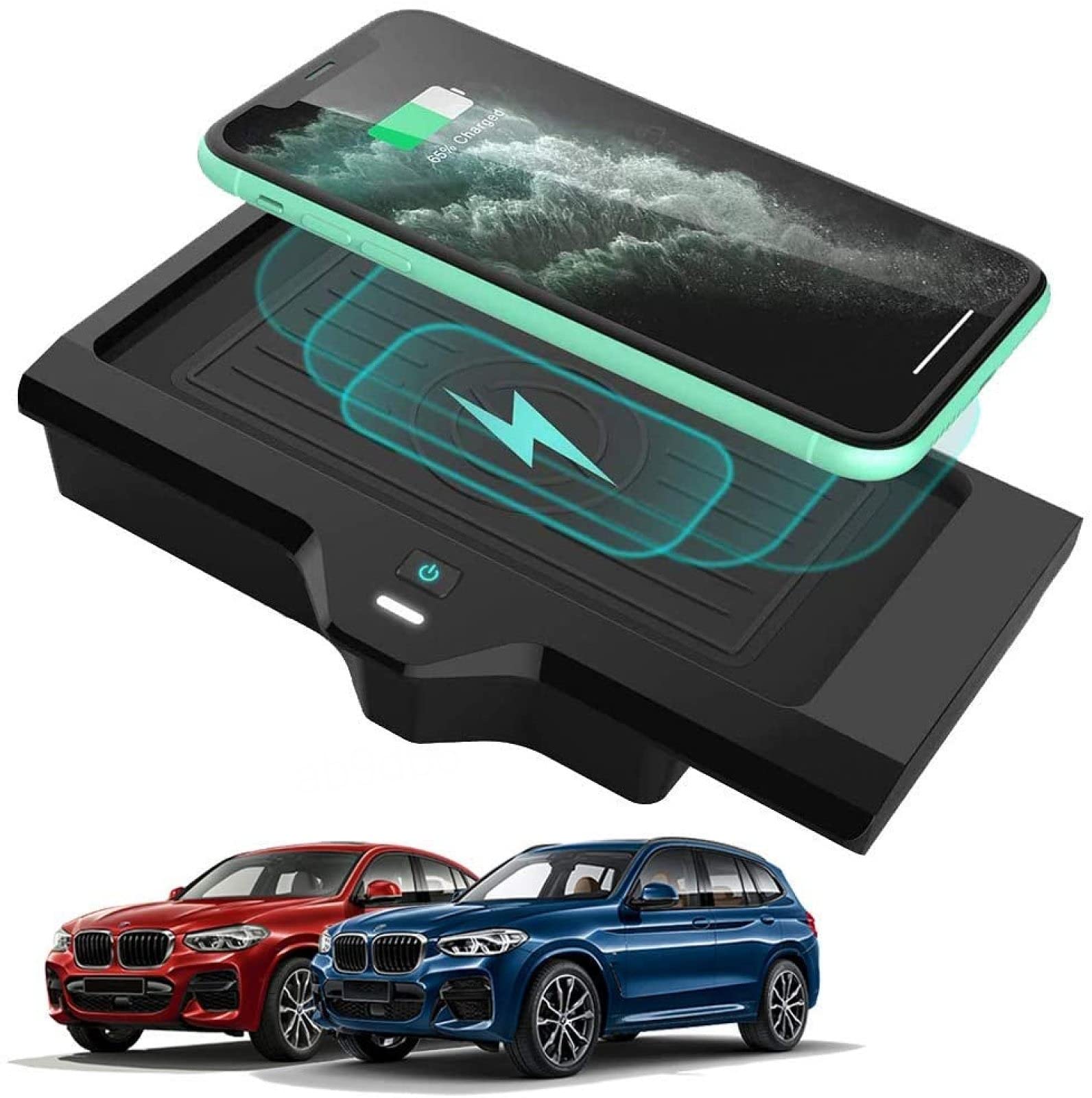 XLARSH Car Wireless Charger for b m X3 2018 2019 2020 b m X4 2019 2020 Center Console Accessories Panel 10W Fast 3 Coils Smart Induction Auto Wireless Charging Pad for All Qi Phone