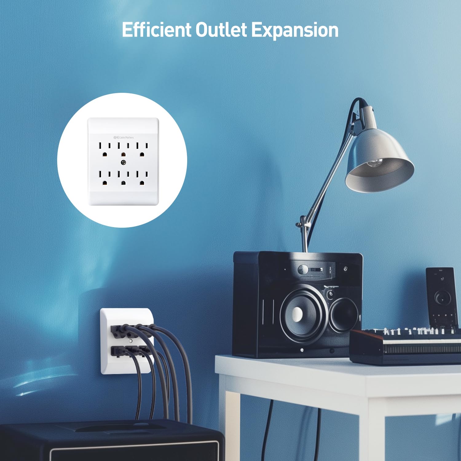 [ETL Listed] Cable Matters 2-Pack 15A 1875W 6 Outlet Extende -2