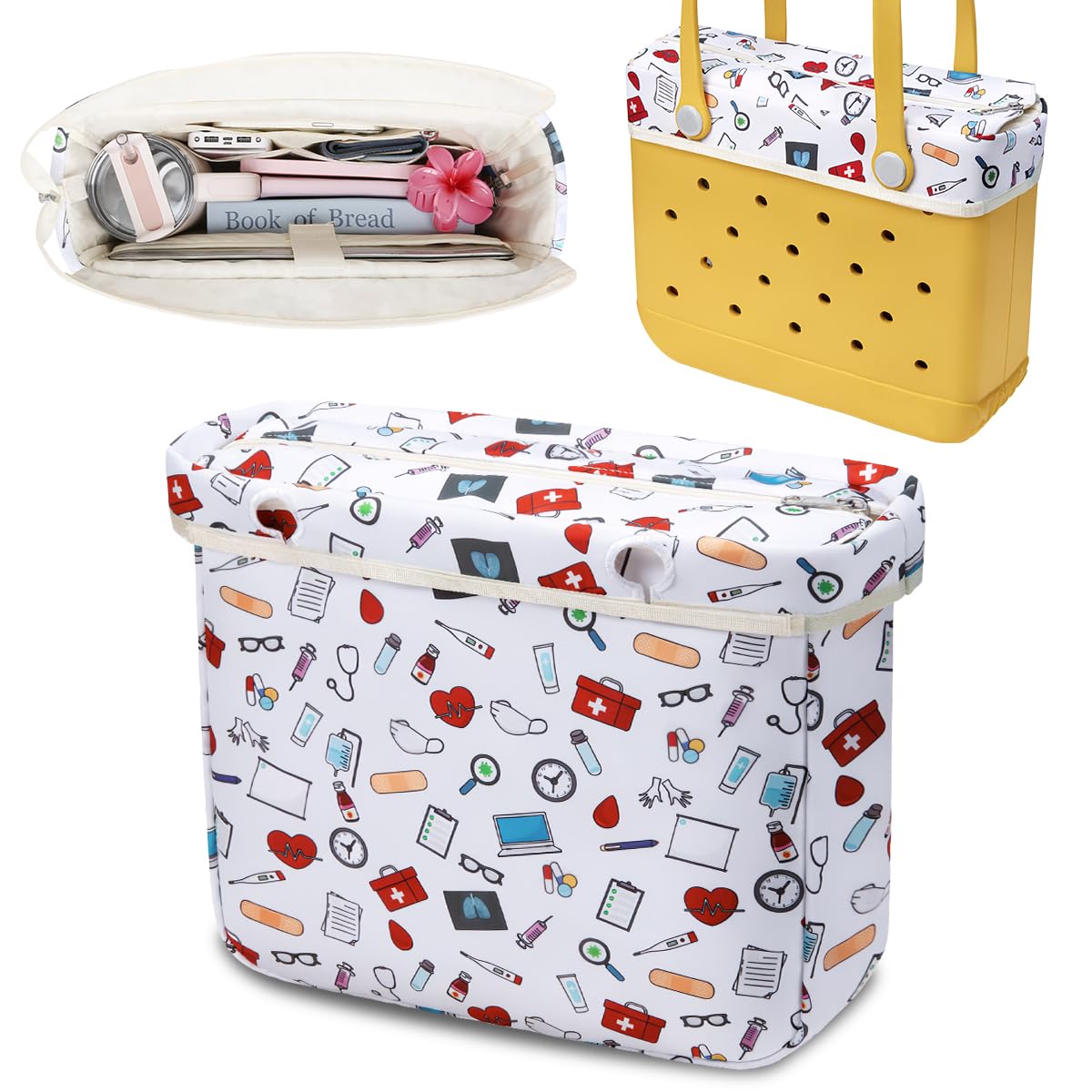 Organizer Insert Compatible with Bogg Bag Medium with Zip-top Cover Nurse